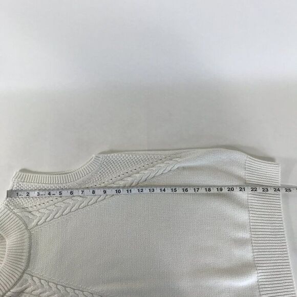 ModCloth Knit Enthusiast Sleeveless Sweater Women's Medium Ivory Career Holiday - Picture 7 of 10